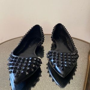 {Zara} black studded flats